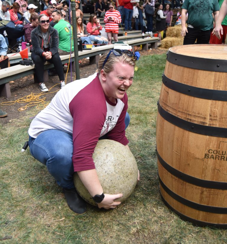 Audience members had a chance to lift Slater Stones at the Schmidt's Oktoberfest.